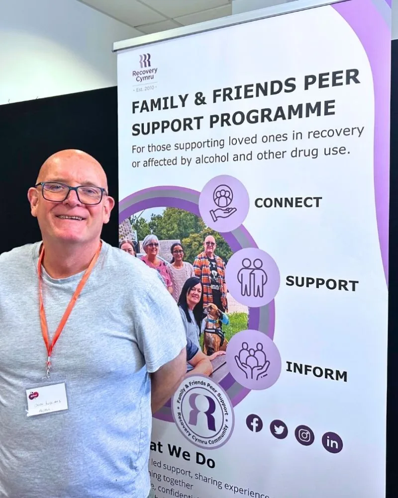 Recovery Cymru Family and Friends support programme display.